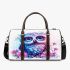 Cute owl with big eyes pink and blue gradient colors 3d travel bag