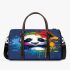 Cute panda in the style of rainbow paint splash 3d travel bag