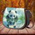 Cute panda is playing in the water saddle bag