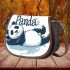 Cute panda lying on its back simple lines saddle bag