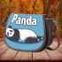 Cute panda lying on its back simple lines saddle bag