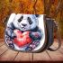 Cute panda making a heart with its hands saddle bag