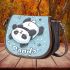 Cute panda rolling on the ground saddle bag