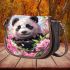 Cute panda surrounded among blooming cherry blossoms saddle bag