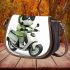 Cute panda wearing black sunglasses motorcycle saddle bag