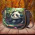 Cute panda wearing headphones saddle bag