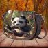 Cute panda wearing headphones saddle bag