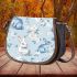 Cute pastel blue bunnies and floral pattern saddle bag