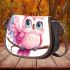 Cute pink owl cartoon character clip art saddle bag