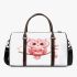 Cute pink owl holding a heart on a branch 3d travel bag