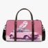 Cute pink owl sitting on top of a cute pastel car 3d travel bag