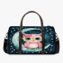 Cute pink owl with a bow and glasses sitting on the moon 3d travel bag