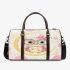 Cute pink owl with a bow and glasses sitting on the moon 3d travel bag