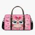 Cute pink owl with a bow on its head 3d travel bag