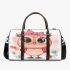 Cute pink owl with a bow on its head 3d travel bag