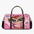 Cute pink owl with a bow on its head 21 3d travel bag