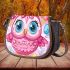 Cute pink owl with a bow on its head saddle bag