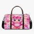 Cute pink owl with a bow on its head 3d travel bag