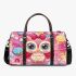 Cute pink owl with a bow on its head 3d travel bag