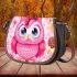 Cute pink owl with a bow on its head saddle bag