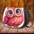 Cute pink owl with big eyes saddle bag