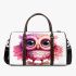 Cute pink owl with big eyes 3d travel bag