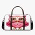 Cute pink owl with big eyes clipart 3d travel bag