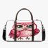 Cute pink owl with big eyes clipart 3d travel bag