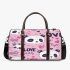 Cute pink pattern with hearts pandas and the word love 3d travel bag