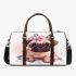 Cute pug puppy with pink roses and a butterfly 3d travel bag