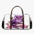 Cute purple owl sitting on top of books with pink roses 3d travel bag