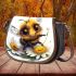 Cute smiling bee sitting on a daisy flower 3d saddle bag
