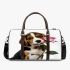 Cute valentine's day beagle puppy holding a pink rose 3d travel bag