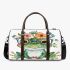 Cute watercolor cartoon frog with glasses and flowers 3d travel bag