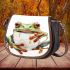 Cute watercolor green frog drinking coffee saddle bag