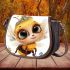 Cute whimsical happy smiling baby bee wearing a beautiful 3d saddle bag