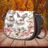 Cute white bunnies with pink flowers saddle bag