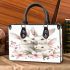 Cute white bunnies with pink flowers small handbag