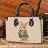 Cute white rabbit holding daisies small handbag