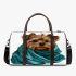 Cute yorkshire terrier wrapped in teal blanket 3d travel bag