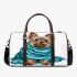 Cute yorkshire terrier wrapped in teal blanket 3d travel bag