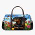 Dachshund in the garden with colorful tulips and butterflies 3d travel bag