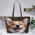 Dogs Bringing Smiles to Every Corner Leather Tote Bag