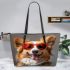 Dogs Radiating Cool Confidence Leather Tote Bag