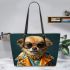 Dogs Setting Trends with Style 3 Leather Tote Bag