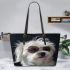 Dogs Taking Coolness to the Next Level 7 Leather Tote Bag