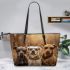 Dogs Taking Coolness to the Next Level Leather Tote Bag