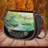 Dragonflies with bamboo flutes and lakes in summer Saddle Bag