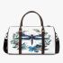 Dragonfly with flowers and leaves 3d travel bag