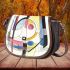 Drawing of an abstract composition with geometric shapes saddle bag